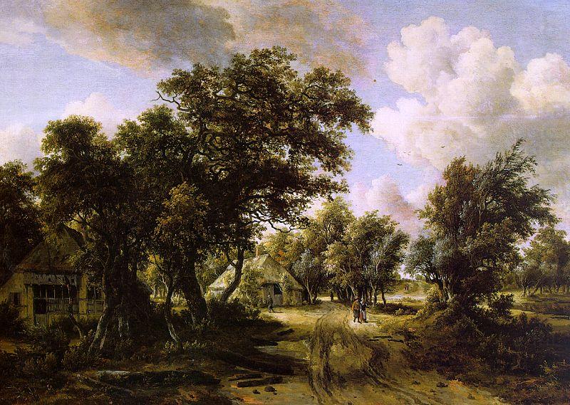 Meindert Hobbema Cottages Beside a Track Through a Wood china oil painting image